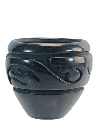 Native American Santa Clara Pueblo Pottery 3” Pot Bowl Vase: Denise Martinez