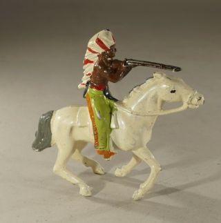 Vintage Lead Figure Native American Indian On Horse Hill Co 3 1/4 " Tall