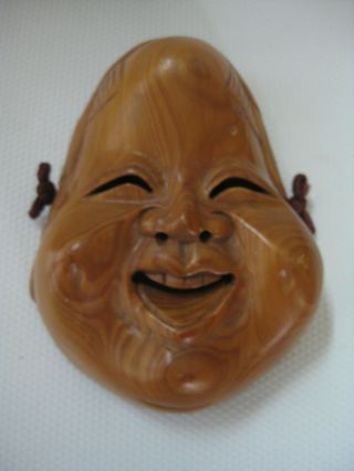 Ichii - Itto - Bori Carved Wood Japanese Otafuku Okame Mask 5 1/2 " X4 1/4 " Taiwan Roc