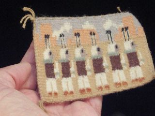 Fine Mini Navajo Indian Rug,  Yeibichai,  By Lula Brown,  3 " X 3.  5 " Native American