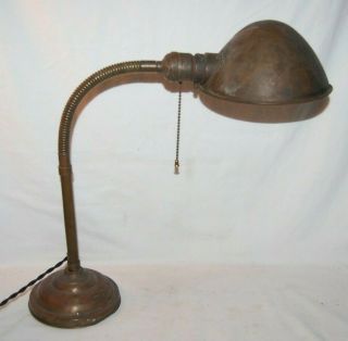 Antique All Brass Goose Neck Desk Lamp S.  Robert Schwartz & Bros.  N.  Y.  Rewired