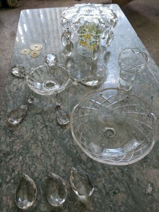 Antique Crystal Glass Bobeches Canopy Teardrops CHANDELIER LAMP PARTS 3