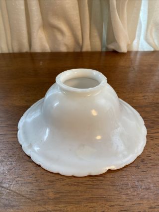 Antique Opal Glass Ruffled 2 1/4” Fitter Gas Light Or Electric Lamp Shade