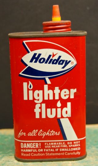 Vintage Holiday Gas Station Lighter Fluid Can 8 Oz Empty