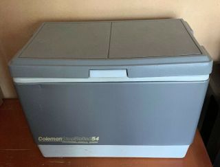 Coleman Cooler Steel Belted 54 Qt Metal Ice Chest Large Gray White Vintage 1988