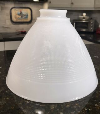 8” Fine Waffle Milk Glass Floor Lamp Shade Diffuser Torchiere 2 1/4” Fitter