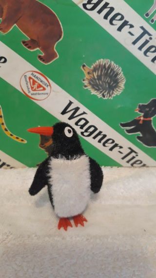Vintage Wagner 2 Penguin Plastic Flock Animal Toy - Kunstlerschutz West Germany