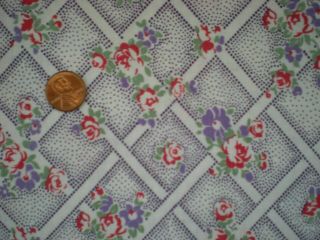 FLORAL Full Vtg FEEDSACK Quilt Sewing DollClothes Craft Fabric Purple Red Green 2