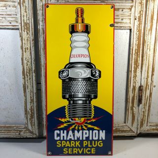 Vintage Porcelain Champion Spark Plugs Gas Oil Sign