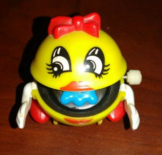Vintage 1982 Ms.  Pac Man Wind Up Toy Tomy Blue Ghost