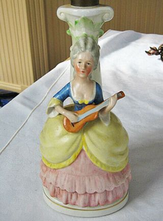 Vintage Table Boudoir Lamp - Figural - Lady Playing Music Germany