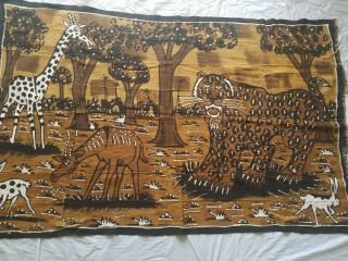Authentic African Handwoven Pictured Mud Cloth Fabric From Mali 64 " By 39 "