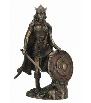 10.  5 " Female Viking Warrior W/ Sword Shield Statue Sculpture Norse