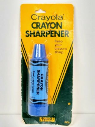 Vintage Crayola Crayon - Shaped Sharpener Blue 1983 Binney & Smith 3450 Carded