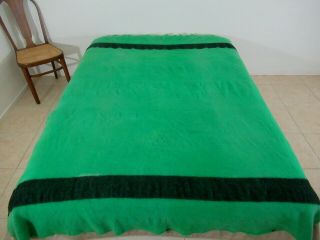 Much Vintage Ottawa Valley Emerald Green Wool Trapper Blanket; 87 " X 73 "