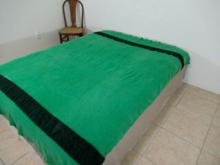 MUCH Vintage OTTAWA VALLEY Emerald Green Wool Trapper Blanket; 87 
