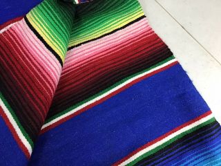 MEXICAN Wool Blanket Style Stripes Bright Colors Native Serape 3
