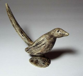ZUNI LONGTAILED BIRD FETISH CARVED FROM FORKED ANTLER 2