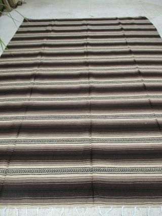 Mexican Woven Textile Zarape Serape Blanket Rare Brown Tan Cotton X Lg 82x60