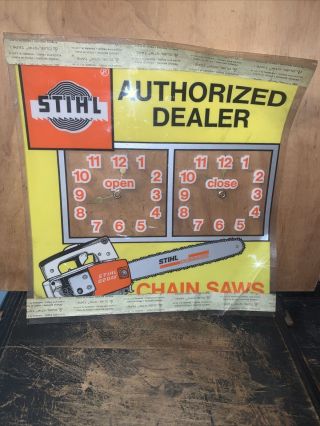 Vintage Stihl Chainsaw Dealer Window Display - Open/close Sign.