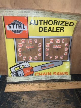 Vintage Stihl chainsaw dealer Window Display - open/Close Sign. 2