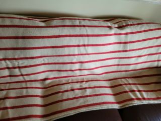 Vintage 100 Wool Blanket Striped 84 " X 72 " In