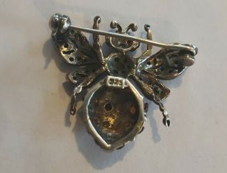 Vintage silver 925 marcasite and garnet Bee brooch 3