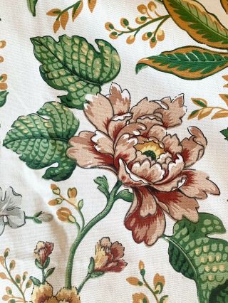 Grand Rideau Tissu Ancien Vintage Style Boussac Large Fleur Cotton Flower Fabric 2