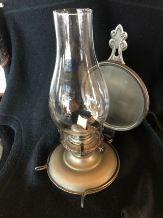 Vintage Kerosene Oil Lamp With Wall Mount And Reflector