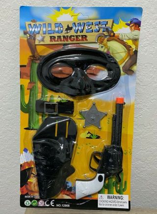 Kids Western Cowboy Toy Gun Holster Set W/ Belt & Mask Badge Usa
