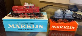 Vintage Marklin Ho Locomotive 3065 & Silo Freight Car 4622 & Box Western Germany