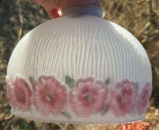 Vintage Art Deco Floral Reverse Painted Glass Shade Antique Frosted 1920s 1930s