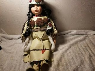 Judith Turner Native American Indian Doll With Leather Outfit And Moccasins