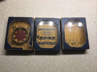 3 Vintage A.  C.  Gilbert Co.  Puzzle Games,  Ball&gear,  Radio Tube,  Topsy Turvy Rivets
