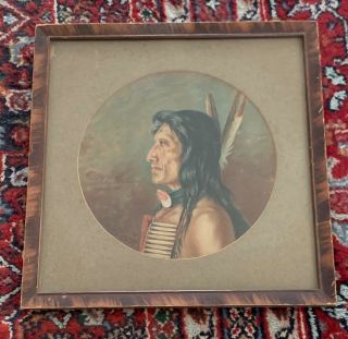 Hubert Vos 1902 Chippewa Indian Chromolithograph York Life Frame Nr