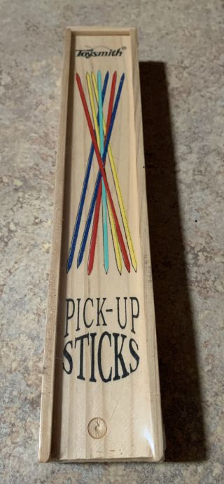 Toysmith Pick - Up Sticks In Wooden Storage Box -