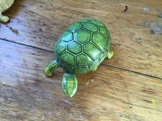 Vintage Tin Litho Wind - Up Turtle,  Made In Japan,  Green/yellow,  Ca.  1935
