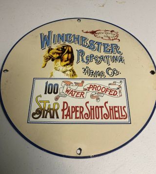 Vintage Porcelain Winchester Repeating Arms Advertising Sign