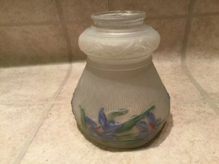 Vintage Reversed Hand Painted Frosted Glass Lamp Shade