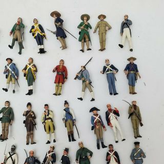 Hand Painted Vintage Toy Plastic Soldiers With Stands Set Of 47