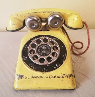 Old Tin Toy Telephone - N N Hill Brass Company (hill Toys)
