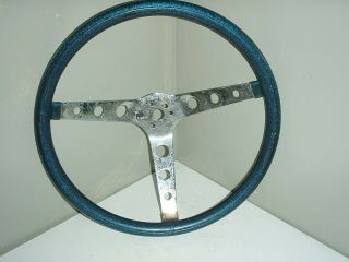 Vintage Blue Metal Flake Steering Wheel 14½  Diameter Old School Rat Rod