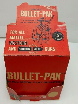 1958 Mattel Western & Shootin Shell Cap Guns Bullet Pak Dealer Display Box