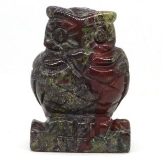 2 " Owl Statue Natural Dragon Blood Stone Carved Crafts Healing Figurine Decor 2