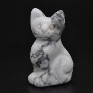 1.  5 " Stone Carving Cat Figurine White Howlite Turquoise Crystal Healing Decor