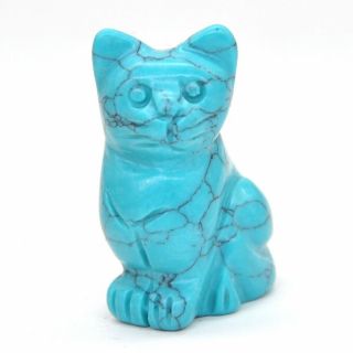 1.  5 " Stone Carving Cat Figurine Green Turquoise Crystal Healing Gemstone Decor