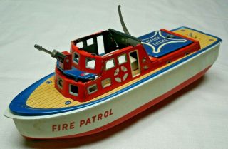 Tin Fire Patrol Boat Made In Japan 1960 