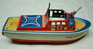 Tin FIRE PATROL Boat made in Japan 1960 ' s? Battery Powered 2