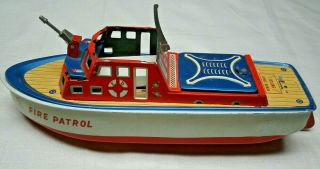 Tin FIRE PATROL Boat made in Japan 1960 ' s? Battery Powered 3