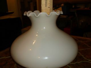 Vintage/antique Opal Milk Glass Lamp Shade For Oil Or Electric Lamp Ruffle Top